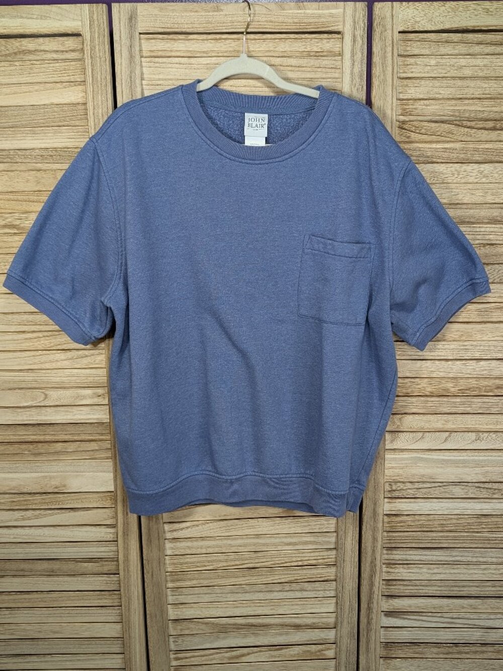 John Blair Blue Short Sleeve Pocket Sweatshirt Size XL